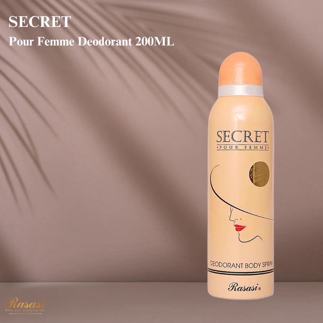 Rasasi Secret Pour Femme Deodorant Body Spray for Women – 200ml