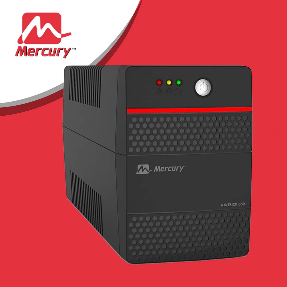 Mercury Maverick 650 VA, 850 VA, 1050VA UPS Capacity, Built-in Self-diagnostic Function, Excellent Microprocessor Control, 12V / 8.2AH Battery, Alarm System, Optional No-load Shutdown, Black