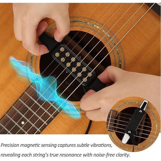 Acoustic Guitar Clip-On Pickup Acoustic Electric Transducer with 1/4'' Connector & 9ft Cable, Clip-On Pickup for Acoustic Guitar, Amplifiers & Audio Recording