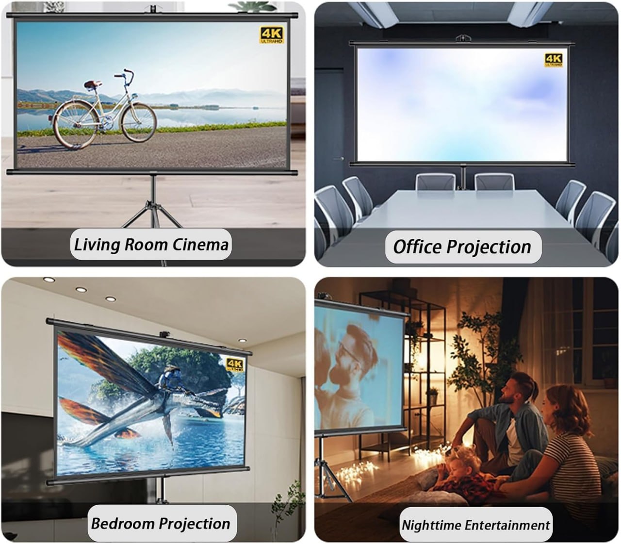 Portable Projector Screen with Tripod Stand, White size 80 Inches