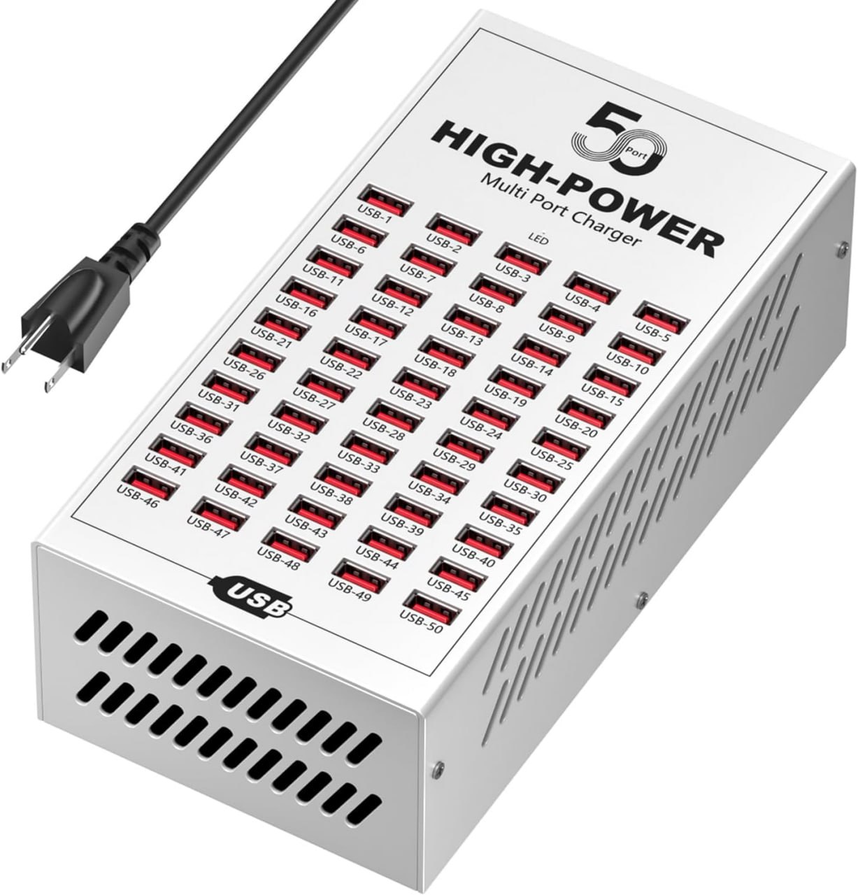 High-Power Multi-Port USB Charger Universal Studio Desktop Charging Station For Mobile Phones 50 Ports Integrated USB Plug Board Multi-Device Multi-Interface Charging Dock