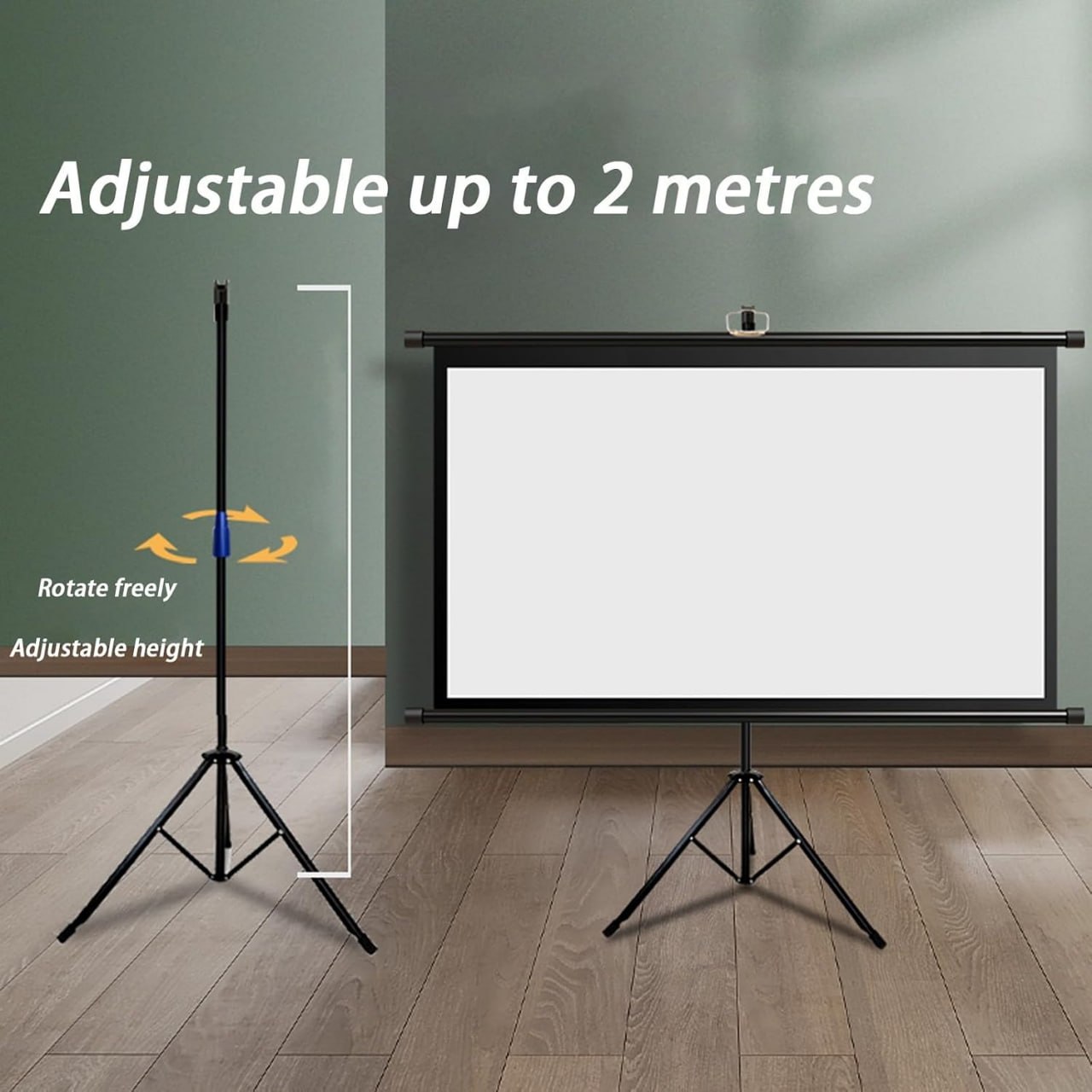 Portable Projector Screen with Tripod Stand, White size 80 Inches