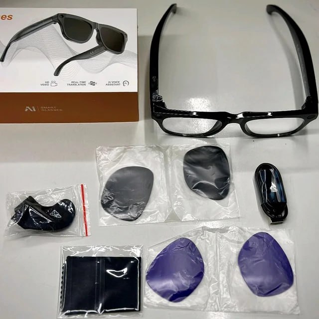 AI Smart Glasses for Men & Women with Camera, 8MP 2K HD Camera Glasses, AI Voice Control and Translation, for Driving,Outdoor, +3 Lenses.