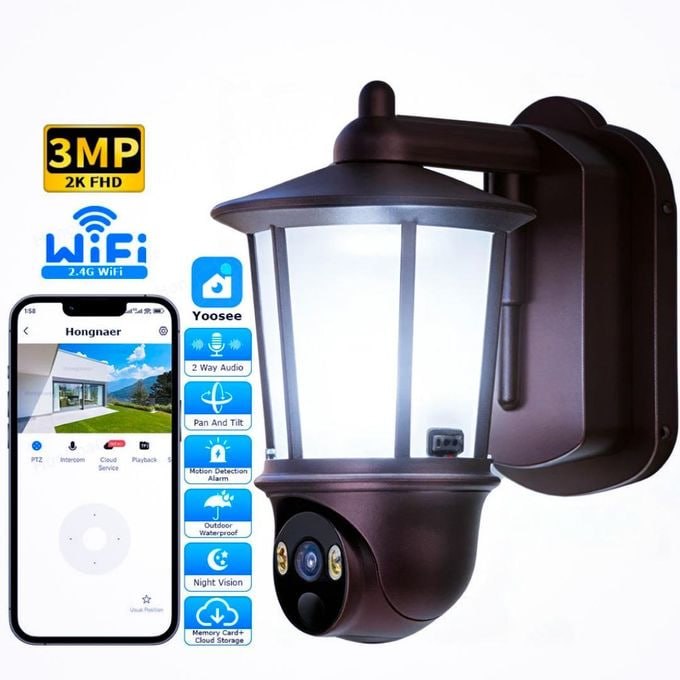 2-in-1 WiFi Surveillance Camera and LED Light - Rotating Wall Light - Waterproof & Night Vision - Outdoor Camera
