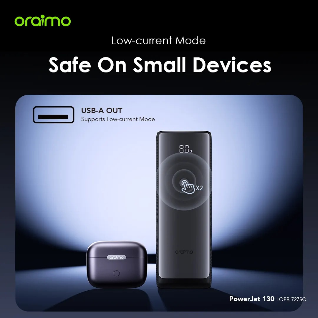Oraimo PowerJet 130 Power Bank 27600mAh 130W Type-C Fast Charging Smart Digital Display