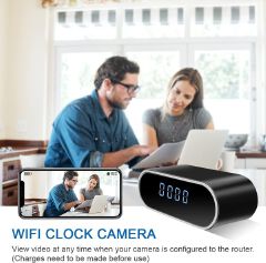 Digital Table Clock Camera WiFi 4K Hidden Spy Alarm Digital Clock Nanny Camera