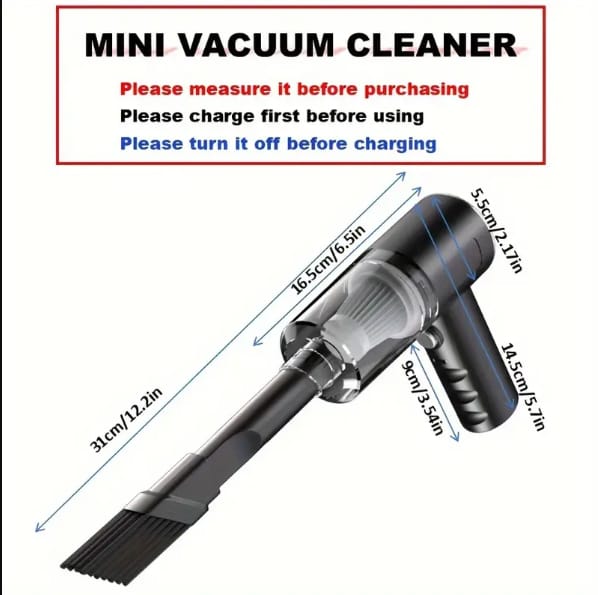 Mini 3 in 1 Cordless Vacuum Cleaner, Handheld Vacuum Cleaner, Powerful 6000 PA, Home, Car, Pet Hair, Keyboards, USB Charging 30 Minutes Runtime, Car Accessories, Vacuum Cleaners.