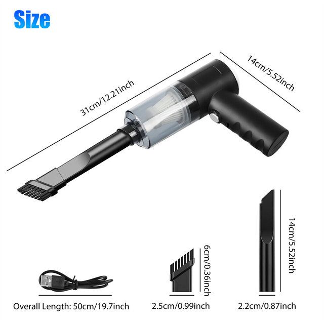 Mini 3 in 1 Cordless Vacuum Cleaner, Handheld Vacuum Cleaner, Powerful 6000 PA, Home, Car, Pet Hair, Keyboards, USB Charging 30 Minutes Runtime, Car Accessories, Vacuum Cleaners.