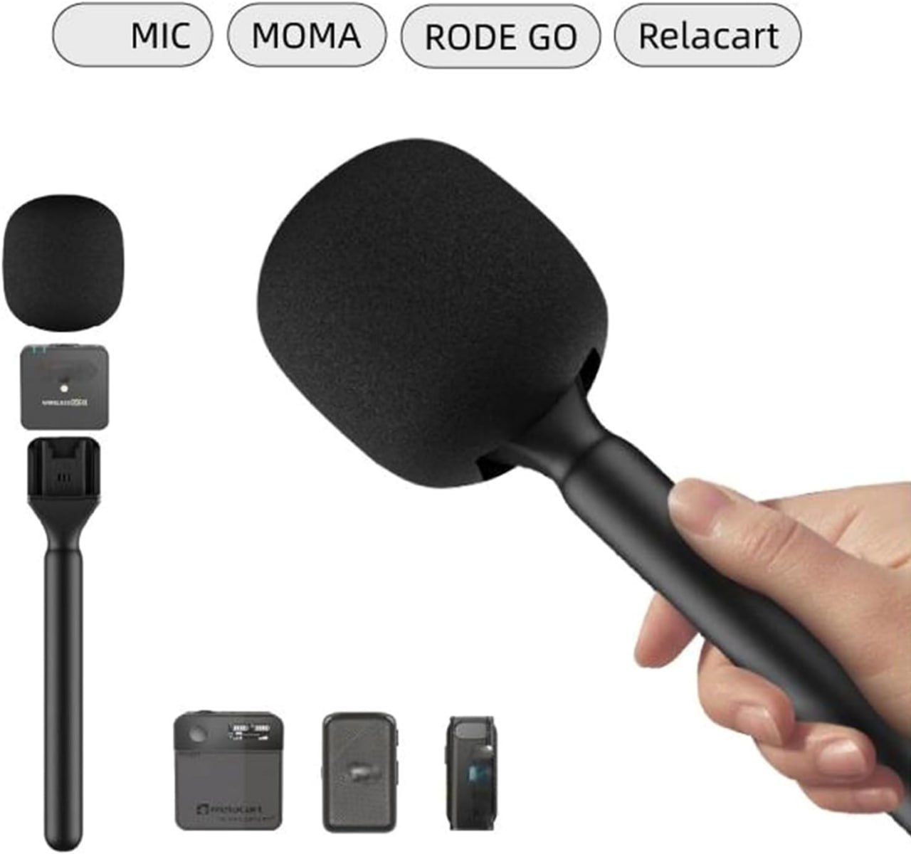 Wireless Interview Microphone Adapter Handheld Mount Holder for DJI Mic Stand, Holder for DJI Mic 1/2 / Rode Wireless GO II