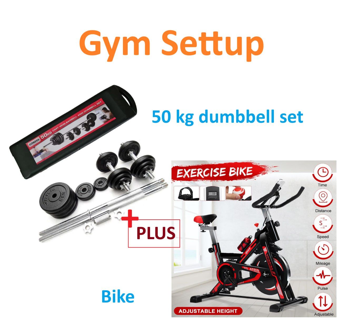 York Chrome 50KG Adjustable Dumbbell Set + Sport 13kg FlyWheel Indoor Cycling Exercise Spin Bike