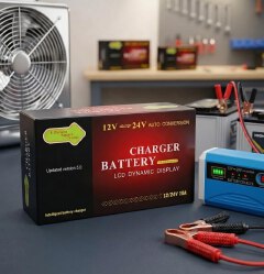 10A Smart Battery Charger 3 Stage Fast Auto Charger LCD Display 12V-24V AGM GEL Lead Acid Repair Maintainer for Cars Trucks Motorcycles
