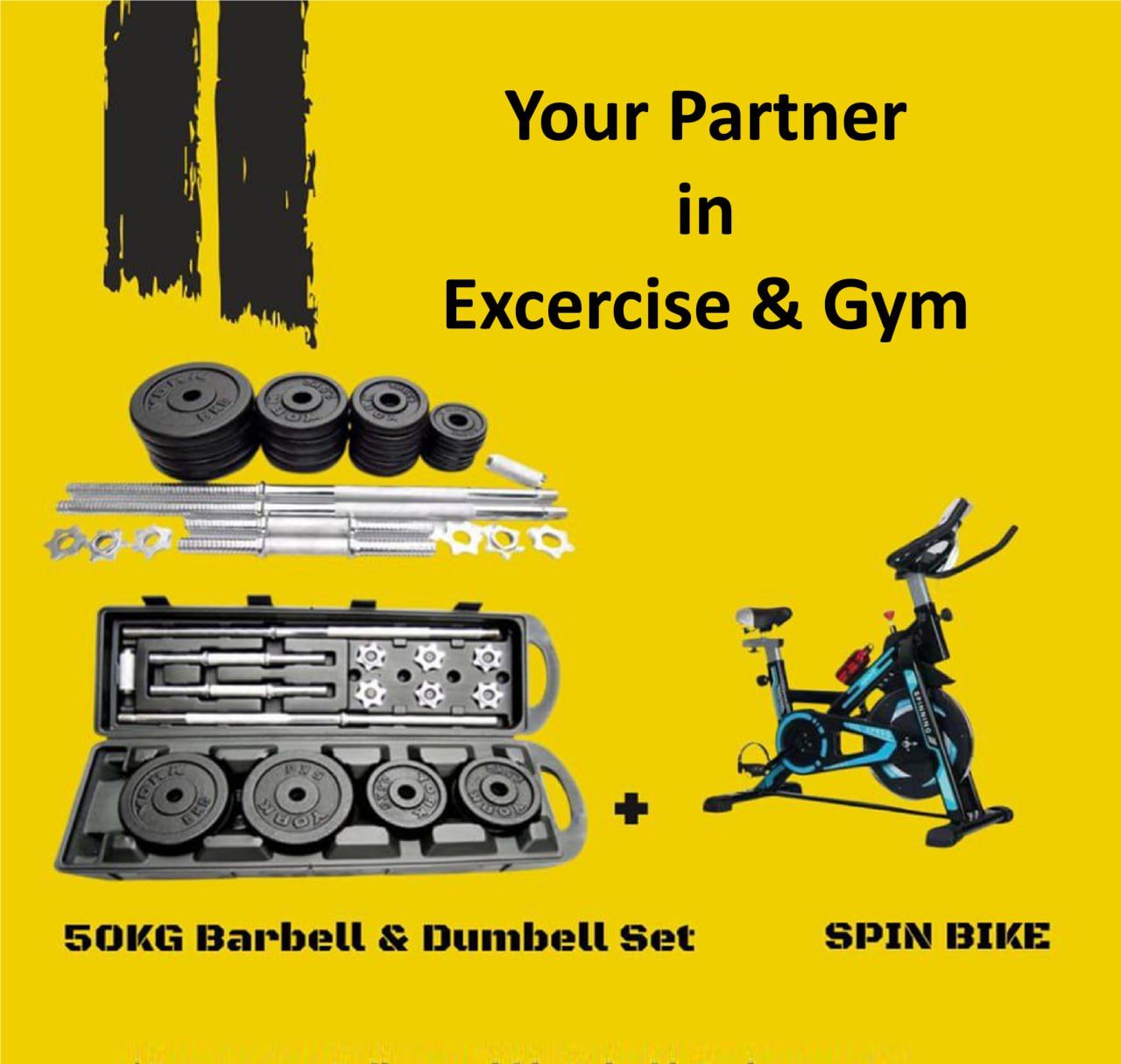 York Chrome 50KG Adjustable Dumbbell Set + Sport 13kg FlyWheel Indoor Cycling Exercise Spin Bike