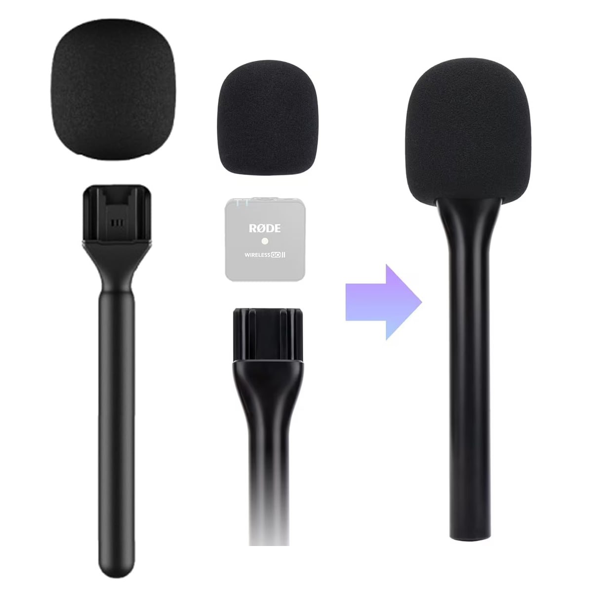 Wireless Interview Microphone Adapter Handheld Mount Holder for DJI Mic Stand, Holder for DJI Mic 1/2 / Rode Wireless GO II