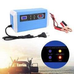 10A Smart Battery Charger 3 Stage Fast Auto Charger LCD Display 12V-24V AGM GEL Lead Acid Repair Maintainer for Cars Trucks Motorcycles