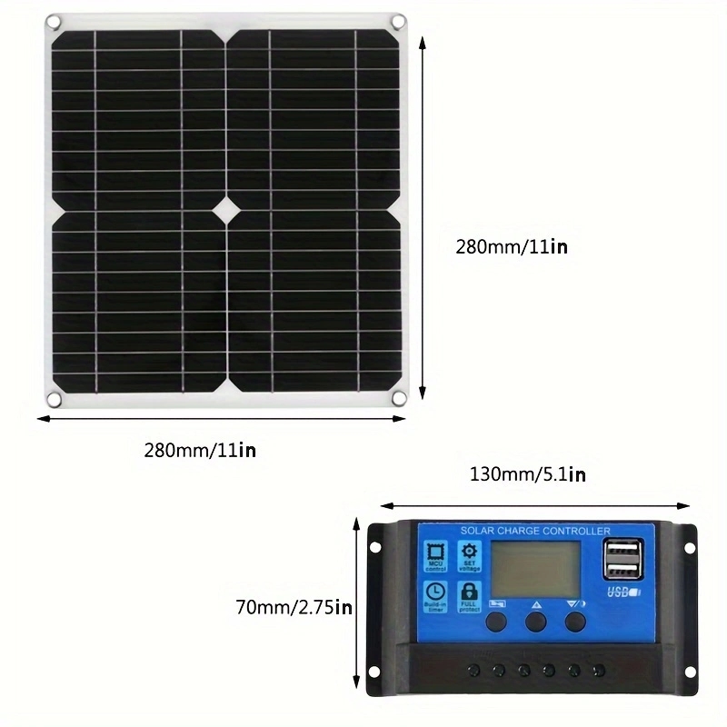 1PC DC 12V-18V Solar Panel Kit With 60A Controller & 5V USB Solar Charger For Power Bank Camping Car Boat RV