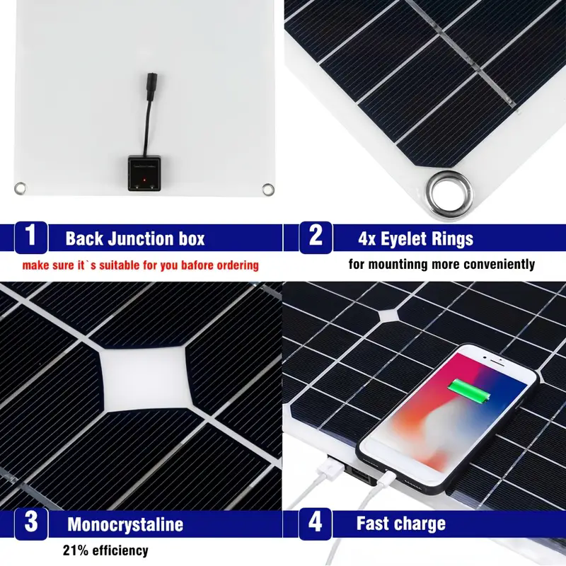 1PC DC 12V-18V Solar Panel Kit With 60A Controller & 5V USB Solar Charger For Power Bank Camping Car Boat RV