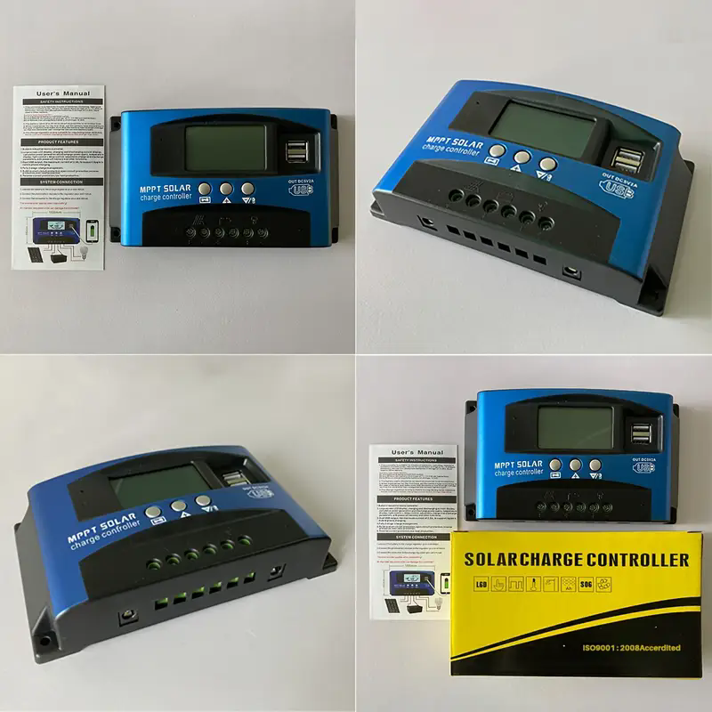 1PC MPPT Solar Charge Controller 100A 60A 50A 40A 30A Dual USB LCD Display 12V 24V Solar Panel Charger Regulator With Load For RV Camping