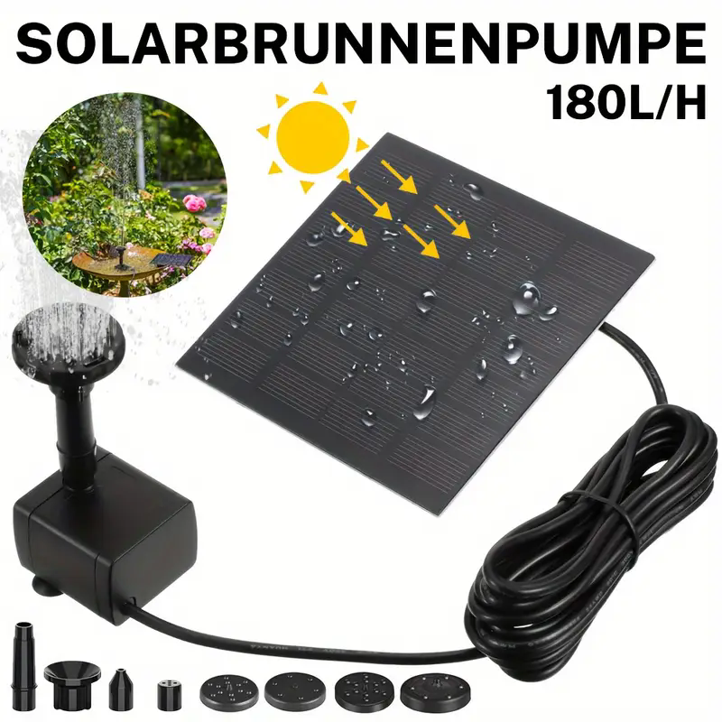2026 1PC Solar Garden Fountain Pump Submersible Floating Water Pump Solar Outdoor Waterfall Fountain Bird Bath Water Flow Fountain