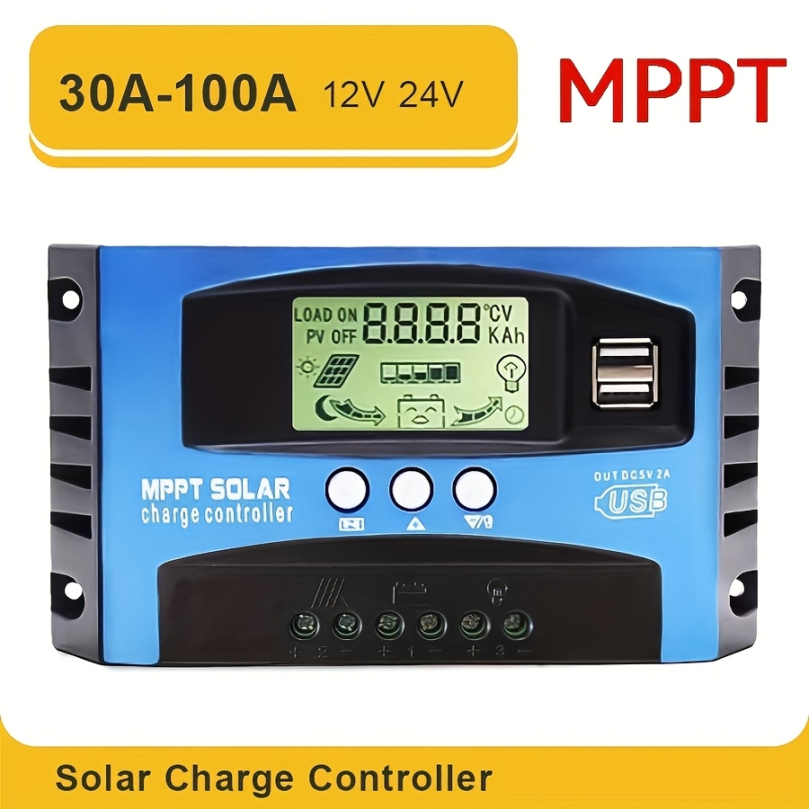 1PC MPPT Solar Charge Controller 100A 60A 50A 40A 30A Dual USB LCD Display 12V 24V Solar Panel Charger Regulator With Load For RV Camping
