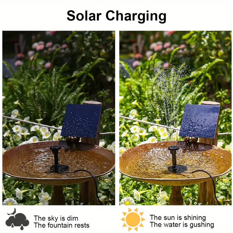2026 1PC Solar Garden Fountain Pump Submersible Floating Water Pump Solar Outdoor Waterfall Fountain Bird Bath Water Flow Fountain