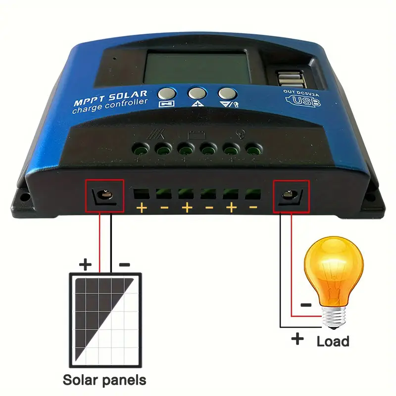 1PC MPPT Solar Charge Controller 100A 60A 50A 40A 30A Dual USB LCD Display 12V 24V Solar Panel Charger Regulator With Load For RV Camping