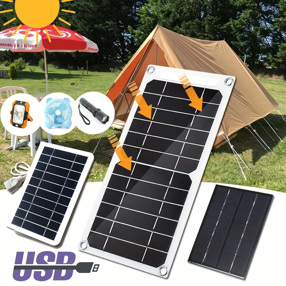 1PC 5V Waterproof Flexible Solar Panel With USB Port Portable Outdoor Sunlight Battery Charger Power Bank Backup Charging For RV Camping