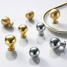 1035 Series Round Drawer Knobs Gold Silver Spherical Ball Cabinet Handles Wardrobe Cupboard Dresser Pulls Single Hole Modern Minimalist Zinc Alloy Furniture Hardware Replacement Pull Grips with Screws