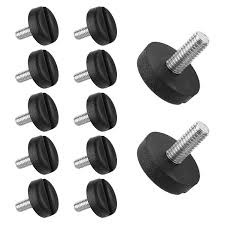 Adjustable Furniture Leveling Feet M8 M10 Heavy Duty Threaded Levelling Glide Adjusters Anti Vibration Rubber Base Pad For Table Chair Desk Leg Washing Machine Workbench Feet Pack of 4 Pcs.