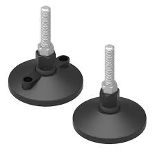 Adjustable Furniture Leveling Feet M8 M10 Heavy Duty Threaded Levelling Glide Adjusters Anti Vibration Rubber Base Pad For Table Chair Desk Leg Washing Machine Workbench Feet Pack of 4 Pcs.