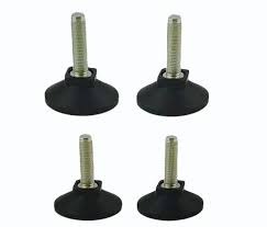 Adjustable Furniture Leveling Feet M8 M10 Heavy Duty Threaded Levelling Glide Adjusters Anti Vibration Rubber Base Pad For Table Chair Desk Leg Washing Machine Workbench Feet Pack of 4 Pcs.