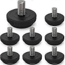 Adjustable Furniture Leveling Feet M8 M10 Heavy Duty Threaded Levelling Glide Adjusters Anti Vibration Rubber Base Pad For Table Chair Desk Leg Washing Machine Workbench Feet Pack of 4 Pcs.