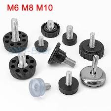 Adjustable Furniture Leveling Feet M8 M10 Heavy Duty Threaded Levelling Glide Adjusters Anti Vibration Rubber Base Pad For Table Chair Desk Leg Washing Machine Workbench Feet Pack of 4 Pcs.