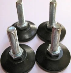 Adjustable Furniture Leveling Feet M8 M10 Heavy Duty Threaded Levelling Glide Adjusters Anti Vibration Rubber Base Pad For Table Chair Desk Leg Washing Machine Workbench Feet Pack of 4 Pcs.
