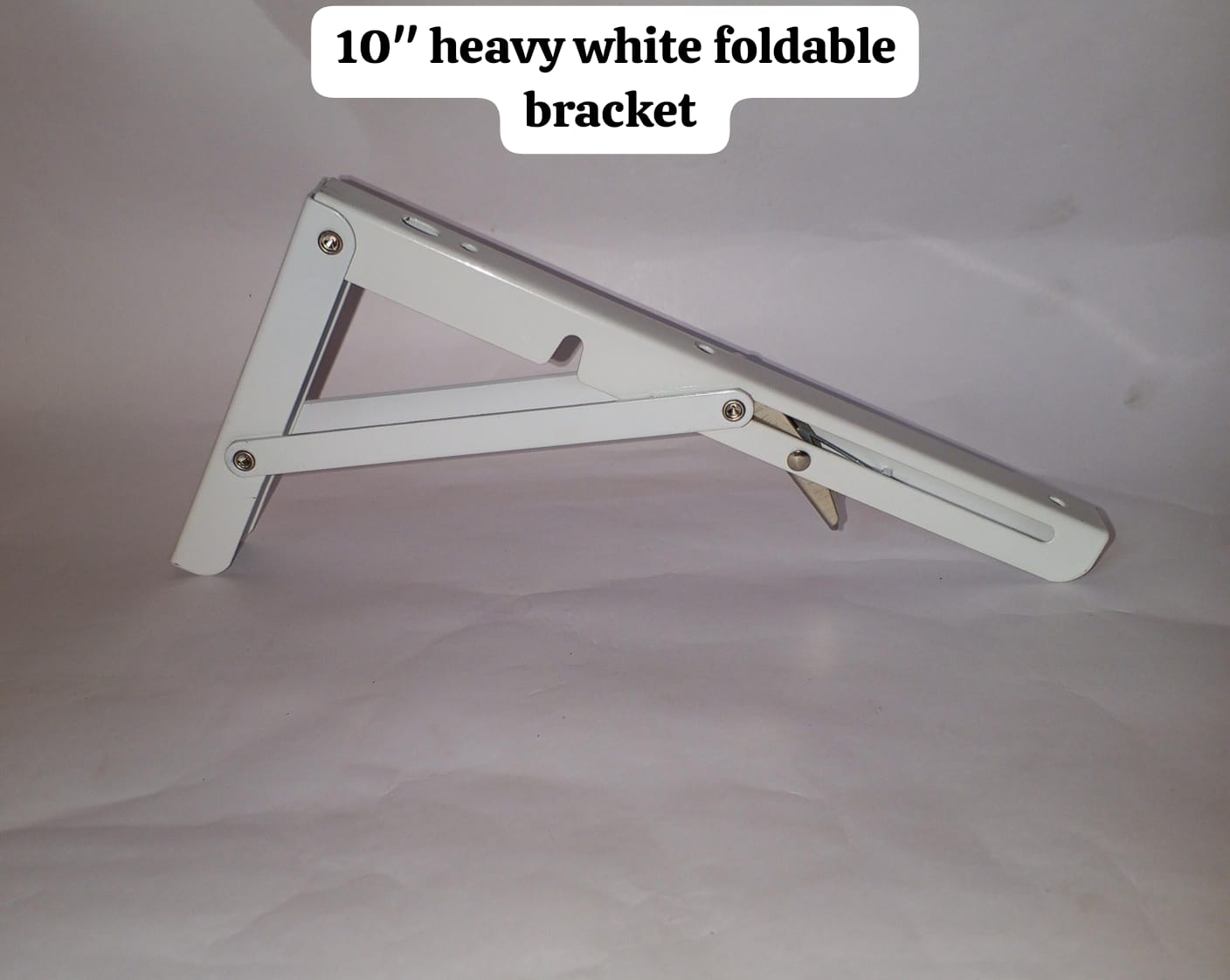 10-Inch Heavy Duty Foldable Shelf Brackets  - 1 Pair Wall Mounted Collapsible Triangle Bracket Support for DIY Folding Table, Bench, Kitchen Workstation Floating Shelf Hinges with Screws.