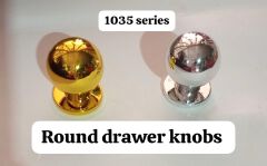 1035 Series Round Drawer Knobs Gold Silver Spherical Ball Cabinet Handles Wardrobe Cupboard Dresser Pulls Single Hole Modern Minimalist Zinc Alloy Furniture Hardware Replacement Pull Grips with Screws
