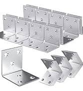 Heavy Duty 50x50x40mm Corner Brackets 90 Degree Angle Brace Structural Joint Timber Frame Reinforcement Plate Connectors Wood Bracket Shelf Supports Zinc Plated L Shape Steel Bracket Fasteners Pack.