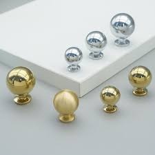 1035 Series Round Drawer Knobs Gold Silver Spherical Ball Cabinet Handles Wardrobe Cupboard Dresser Pulls Single Hole Modern Minimalist Zinc Alloy Furniture Hardware Replacement Pull Grips with Screws