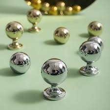 1035 Series Round Drawer Knobs Gold Silver Spherical Ball Cabinet Handles Wardrobe Cupboard Dresser Pulls Single Hole Modern Minimalist Zinc Alloy Furniture Hardware Replacement Pull Grips with Screws