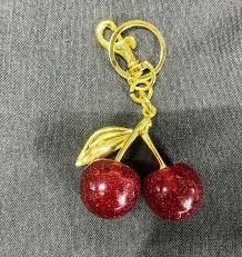 Cute Glitter Cherry Keychain Luxury Bag Charm Pendant Car Keyholder Keyring Aesthetic Women Handbag Backpack Accessories Girls Gift Fashion Key Ring Chain Holder Decoration Ornament Mini Purse       .
