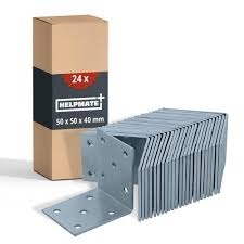 50x50x40mm Heavy Duty Corner Brackets Reinforced 90 Degree Angle Bracket Galvanized Steel L Shape Joint Fastener Connector for Timber Wood Frame Shelf Support Braces Pack of 20 Right Angle Hardware.
