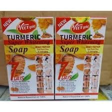 Buy 1 Get 1 Free Original Veet Gold Turmeric Super Whitening Soap 250g + Roushun Face Serum 30ml 2-in-1 Skin Care Set Kit | Clear Dark Knuckles, Underarms, Acne Spots, Hyperpigmentation & Anti-Aging .