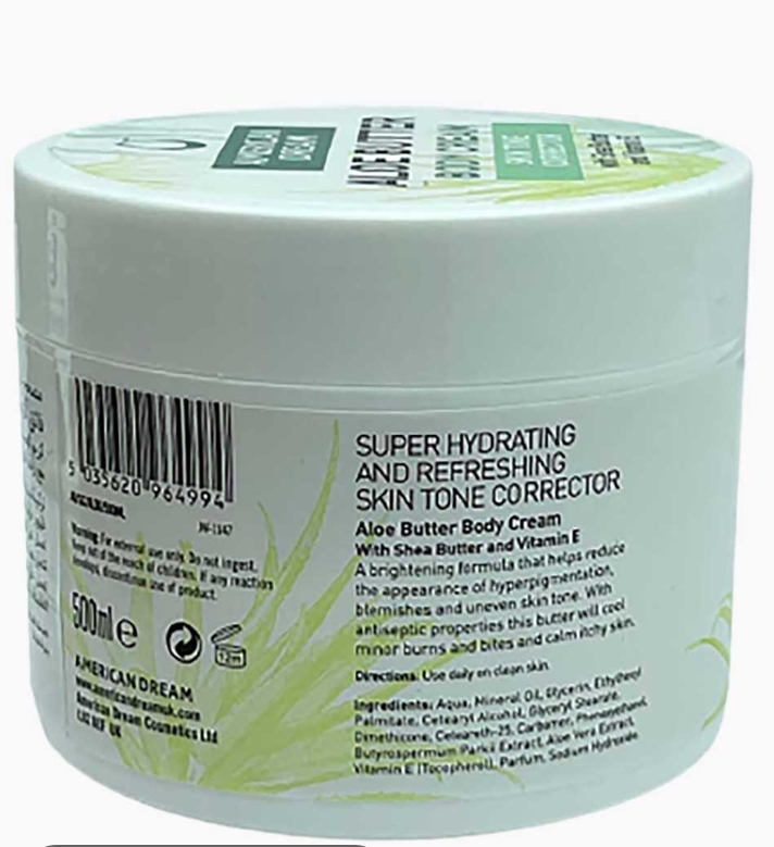 American Dream Body Cream 500ml | Original Cocoa Butter Ultra Hydrating Lotion | Skin Tone Corrector & Brightening Cream for Hyperpigmentation, Dark Spots, Stretch Marks, Scars & Intense Dry Skin Glow