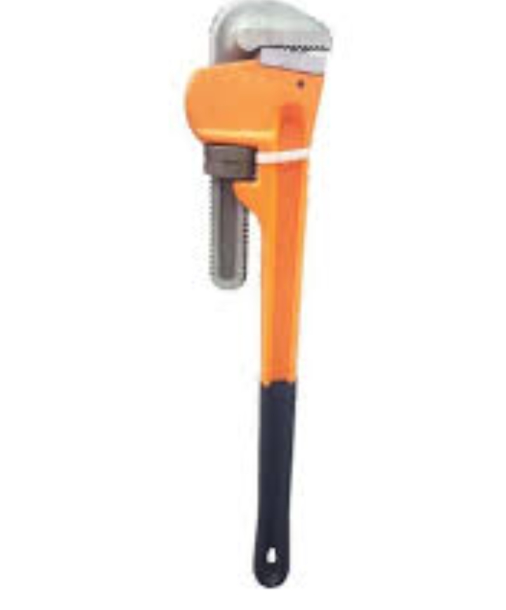 Heavy duty adjustable pipe wrench made of industrial premium carbon steel. Features serrated anti-slip jaw teeth for plumbing, valves, and gas pipes.