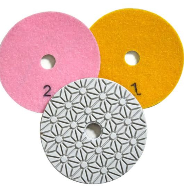Premium 4-Inch 3-Step Wet/Dry Diamond Polishing Pads Kit for Granite, Marble, Quartz, Concrete, and Natural Stone Restoration and surface grinding (3-Piece Set Grits 1-2-3).