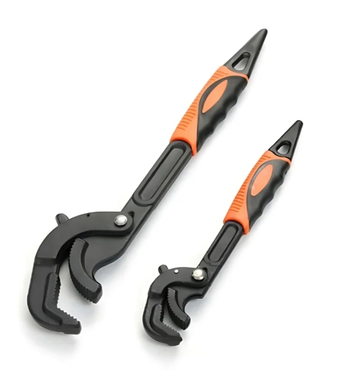 Heavy duty adjustable pipe wrench made of industrial premium carbon steel. Features serrated anti-slip jaw teeth for plumbing, valves, and gas pipes.