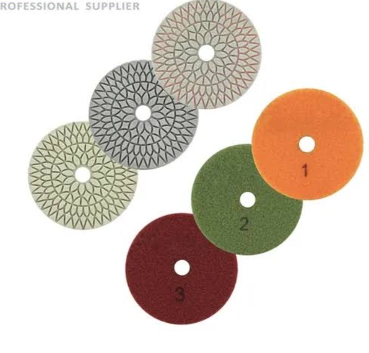 Premium 4-Inch 3-Step Wet/Dry Diamond Polishing Pads Kit for Granite, Marble, Quartz, Concrete, and Natural Stone Restoration and surface grinding (3-Piece Set Grits 1-2-3).