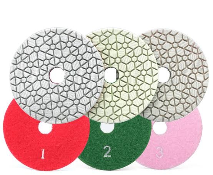 Premium 4-Inch 3-Step Wet/Dry Diamond Polishing Pads Kit for Granite, Marble, Quartz, Concrete, and Natural Stone Restoration and surface grinding (3-Piece Set Grits 1-2-3).