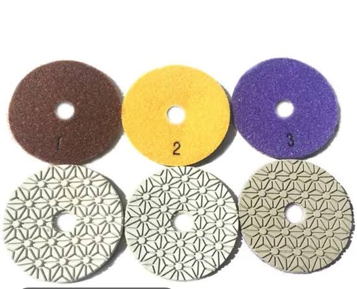 Premium 4-Inch 3-Step Wet/Dry Diamond Polishing Pads Kit for Granite, Marble, Quartz, Concrete, and Natural Stone Restoration and surface grinding (3-Piece Set Grits 1-2-3).