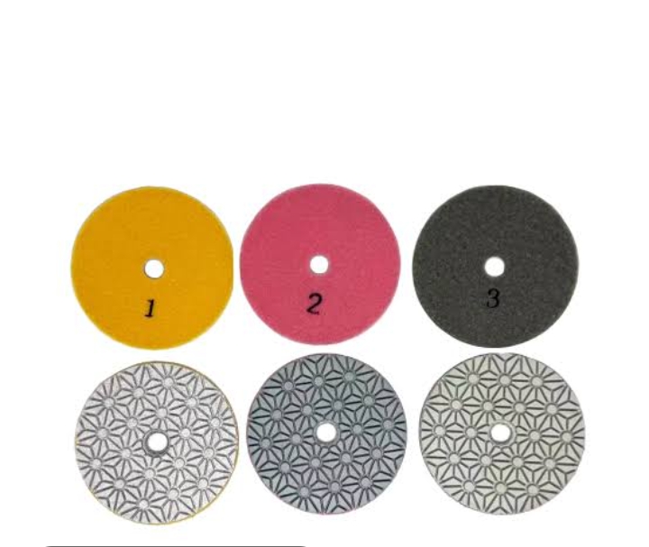 Premium 4-Inch 3-Step Wet/Dry Diamond Polishing Pads Kit for Granite, Marble, Quartz, Concrete, and Natural Stone Restoration and surface grinding (3-Piece Set Grits 1-2-3).