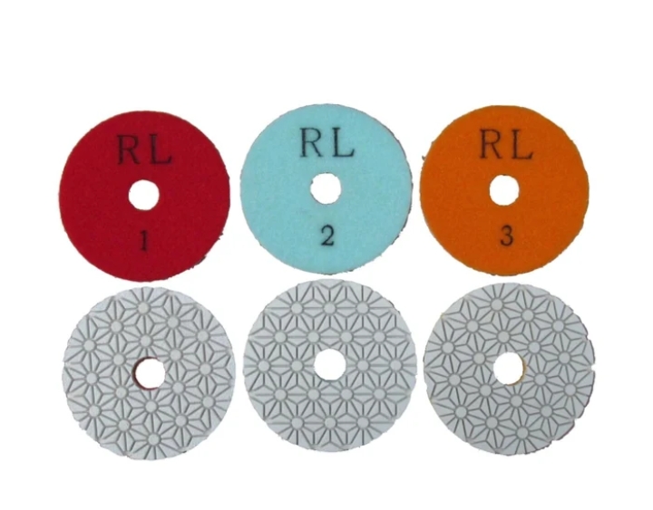 Premium 4-Inch 3-Step Wet/Dry Diamond Polishing Pads Kit for Granite, Marble, Quartz, Concrete, and Natural Stone Restoration and surface grinding (3-Piece Set Grits 1-2-3).